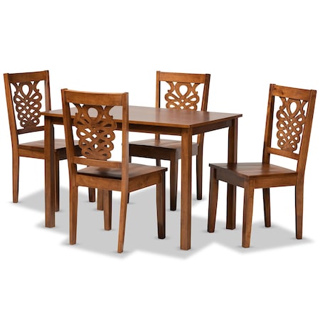 Baxton Studio Luisa Modern and Contemporary Transitional Walnut Brown Finished Wood 5-Piece Dining Set 178-11383-8959-Zoro